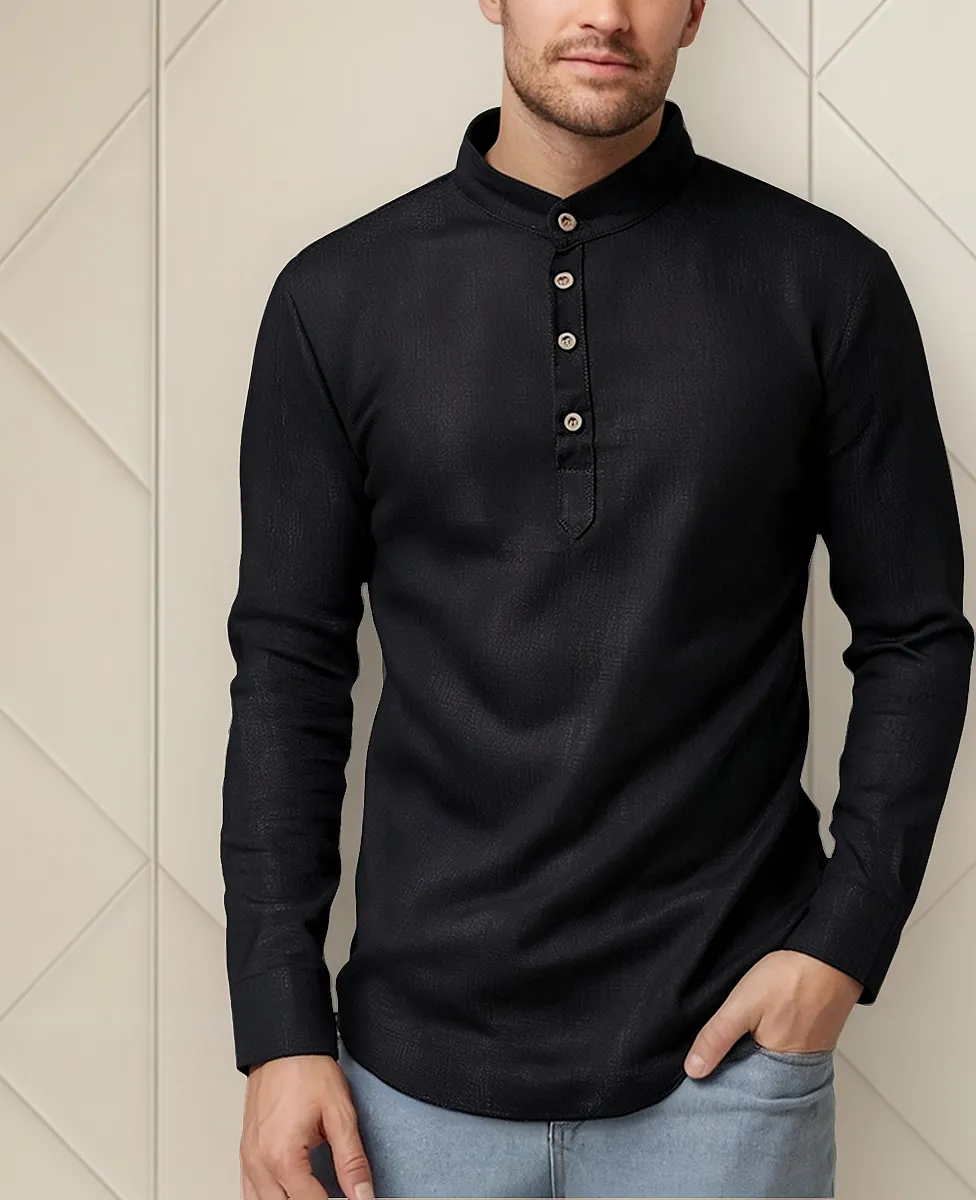 D_NQ_NP_2X_625125-MCO88157786131_072025-F Camisa Slim Fit Cuello Mao Manga Larga Hombre Vestir Casual - Image 1