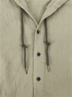 Camisa Casual De Manga Larga Con Capucha Y Cordón De Color L - Image 4