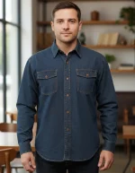 Camisa Jean Dotacion Algodon Trabajo Indigo Clasico Rigido